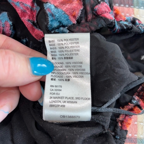 Free People Tied To You Floral Flocked Velvet Tank size Small Semi Sheer - Picture 8 of 8